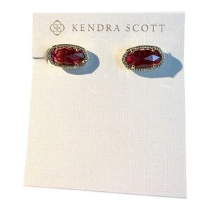 Kendra Scott Red Goldtone Stud Earrings NEW